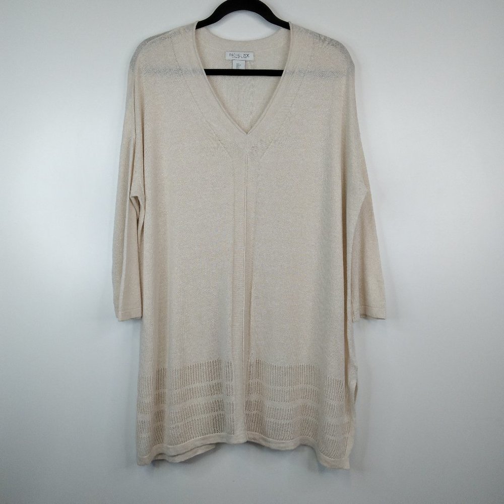 RACHEL ZOE  Beige Linen Blend Oversized Tunic Sweater L